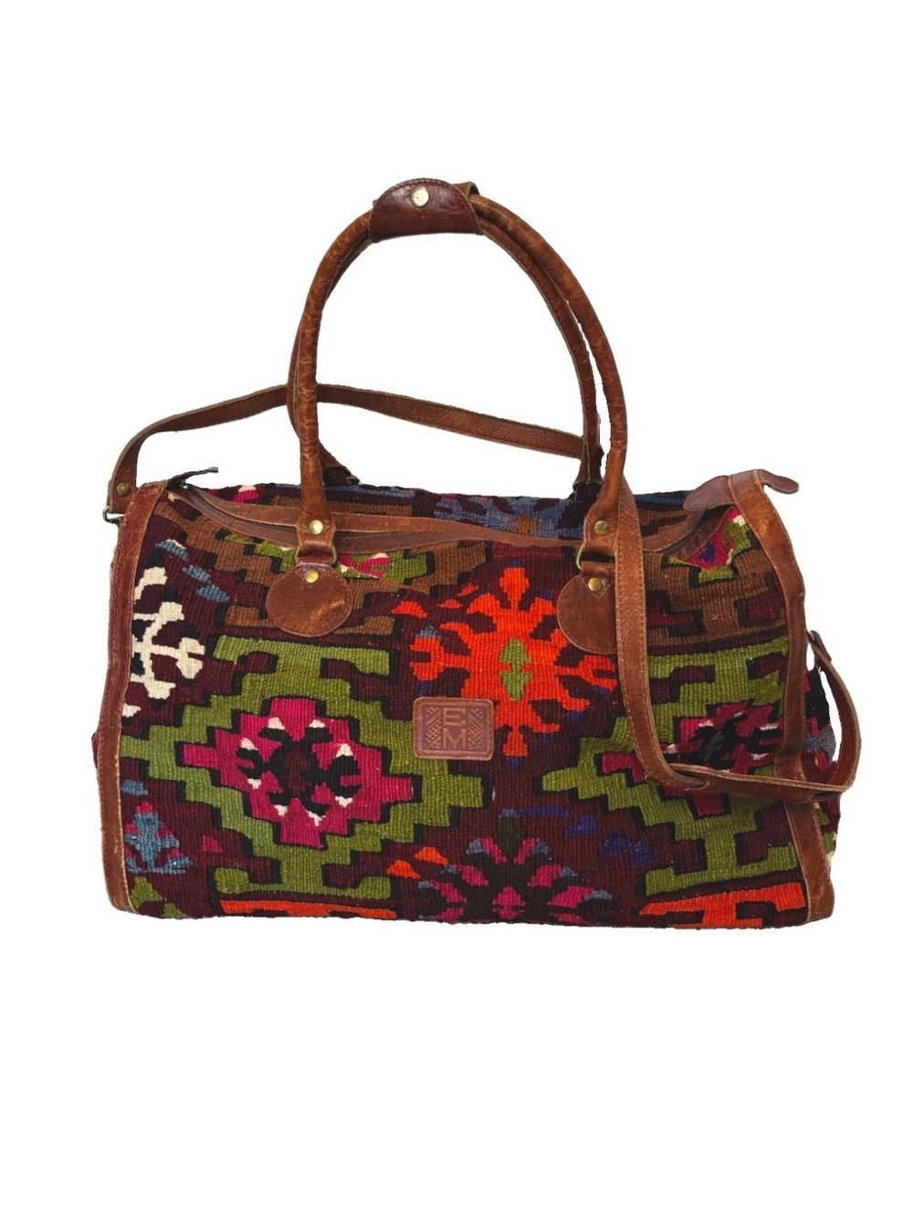 Em May Handwoven Kilim Wool Vintage Boho Overnight Bag